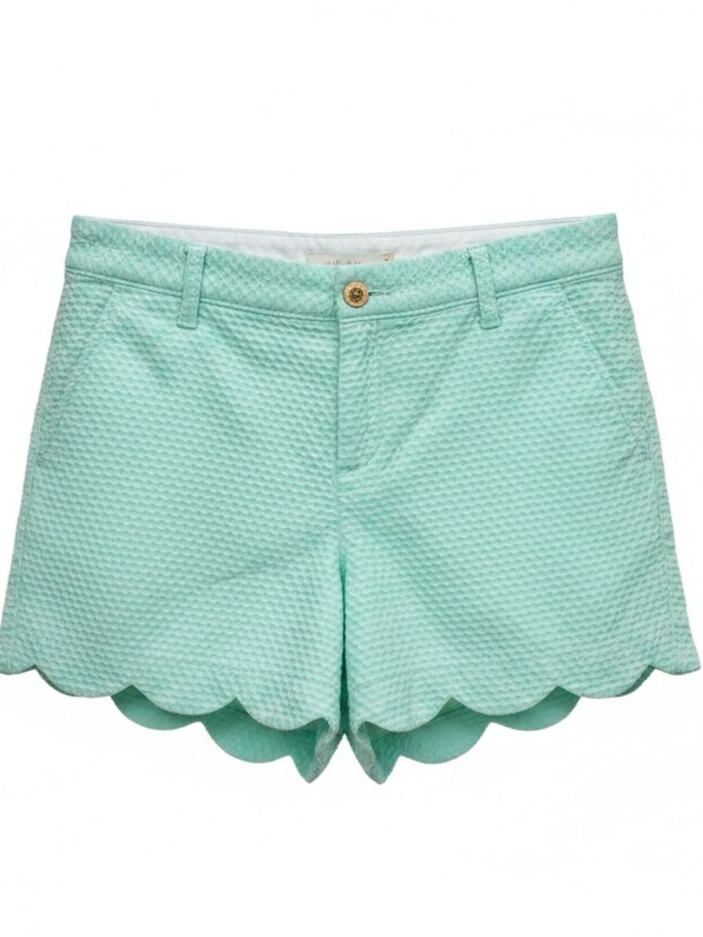 Lilly Pulitzer Resort Aqua Scalloped Hem High-Waist Shorts
Size 12